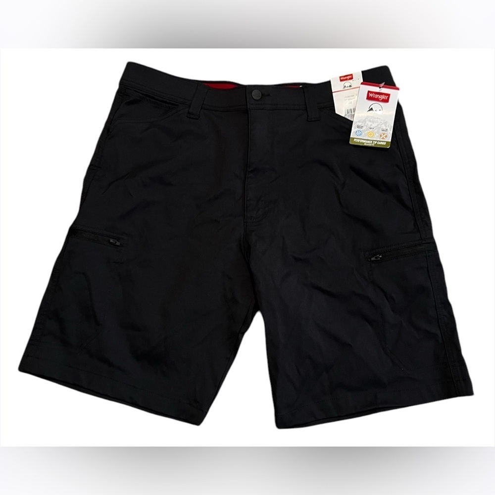NWT Wrangler Performance Elastic Waist Cargo Shorts Mens 36 Black